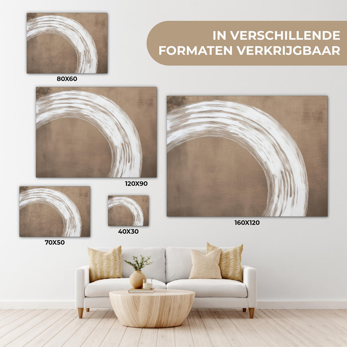 LEINWANDBILD Farbe - Braun - Japandi Wandbilder 80x60 cm - Kupferfarben, Textil (80/60cm) - MuchoWow