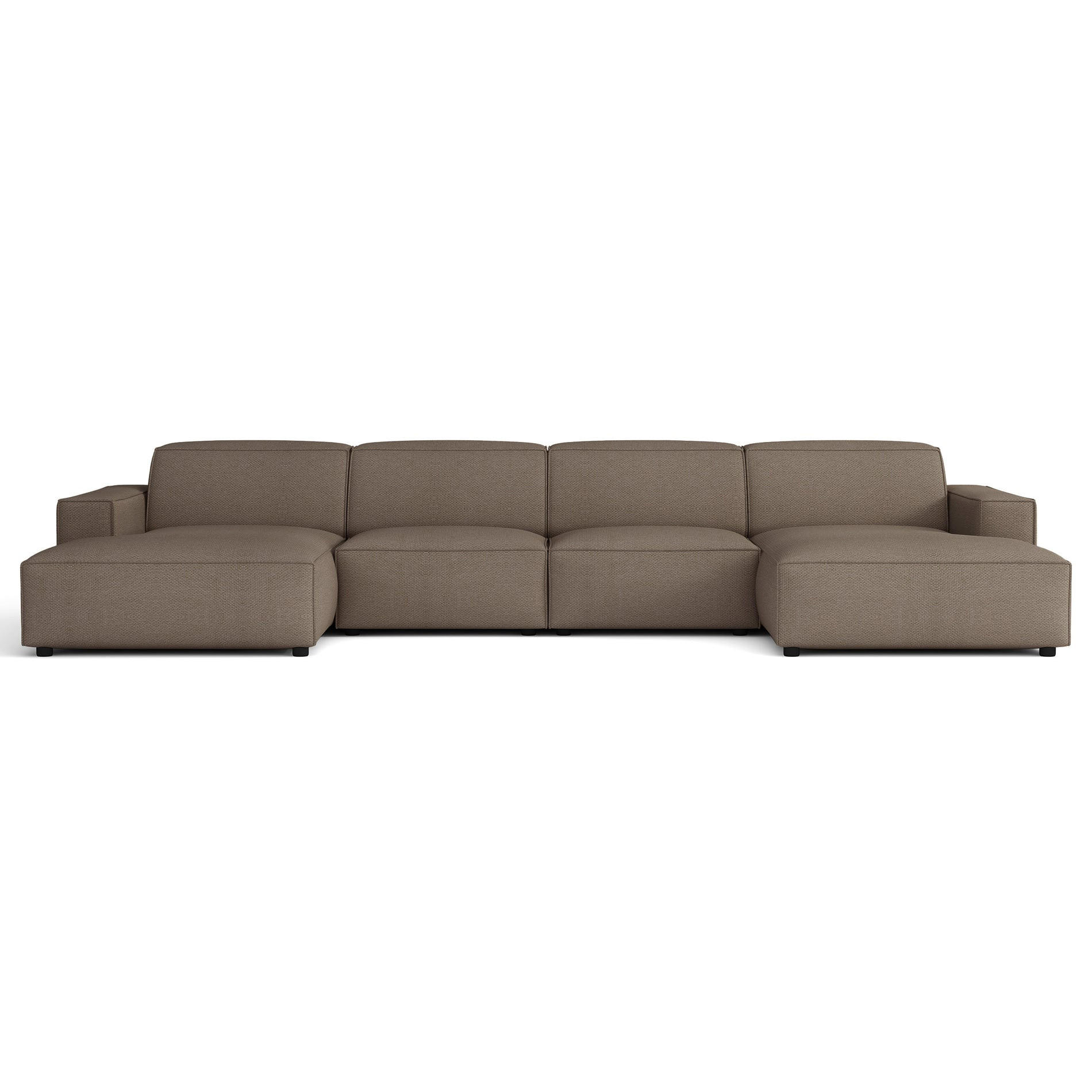 ROHOVÁ pohovka Sellmo, 368 cm - svetlohnedá/čierna, textil/plast (374/70/166cm) - Selsey
