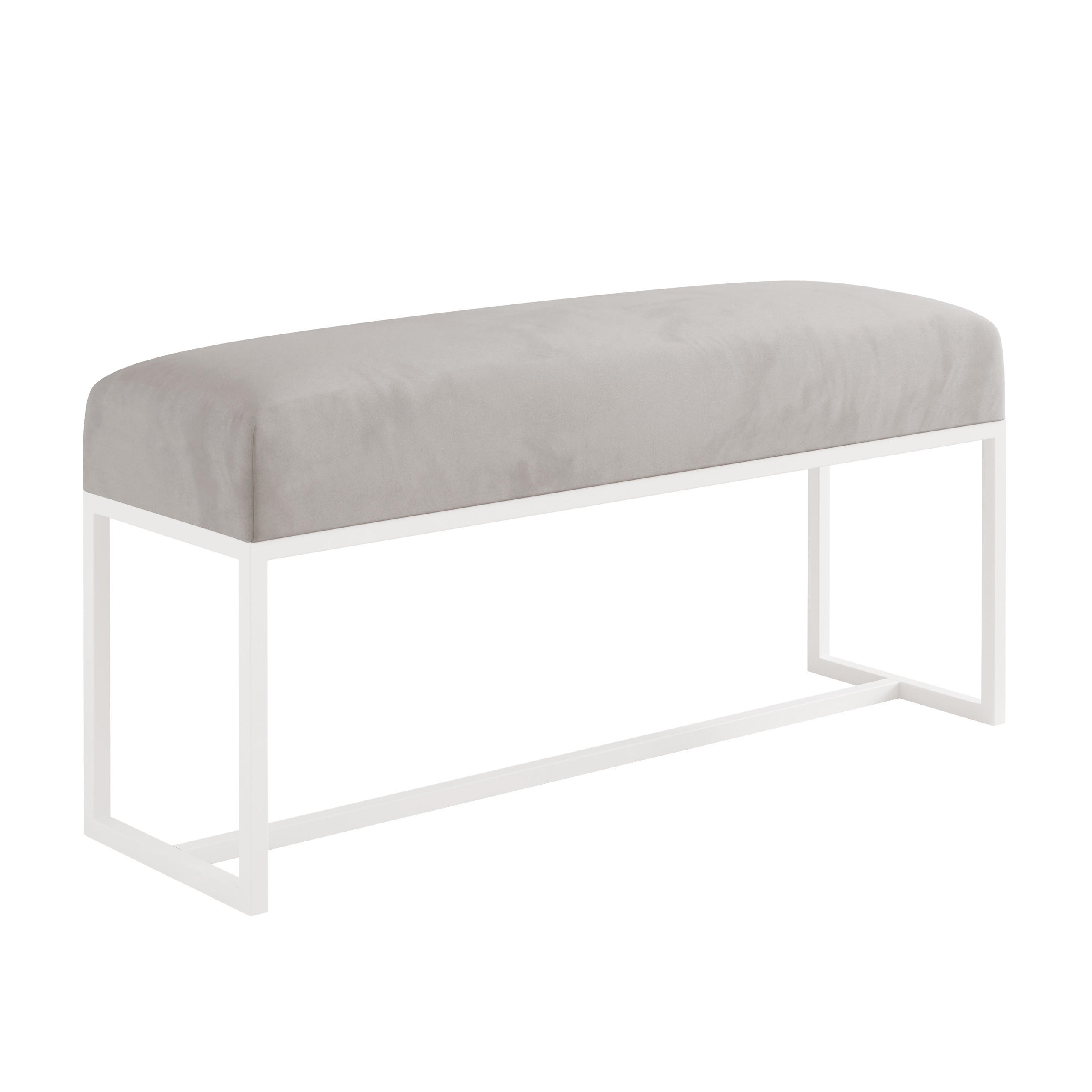 POLSTERBANK MUSE 100 cm Weiß / Grau ,Metallgestell - Grau, Metall (100/47/30cm) - Idohome