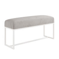 POLSTERBANK MUSE 90 cm Weiß / Grau ,Metallgestell - Grau, Metall (90/47/30cm) - Idohome