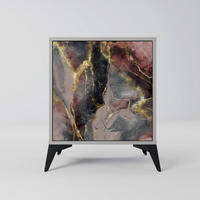SIDEBOARD GOLDEN TIDES, Grau, 57,5x42x70,5 cm, Schwarze Metall-Sternfüße - Multicolor/Schwarz, Holzwerkstoff/Metall (57.5/70.5/42cm) - SpaceRebels