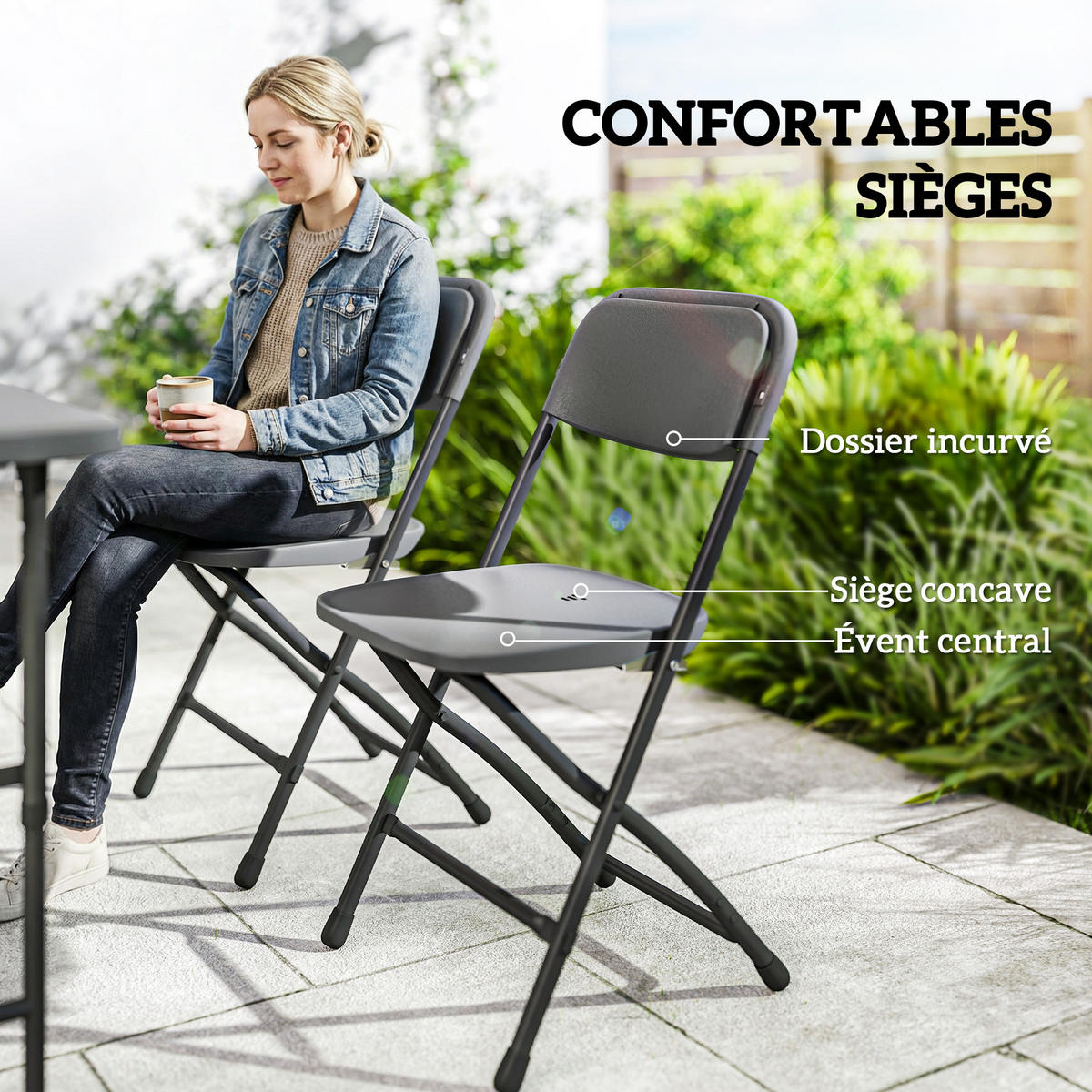 GARTENTISCHGRUPPE DE-18116 höhenverstellbarer Tisch 118 cm Dunkelgrau - Dunkelgrau, Metall - ComfortXL