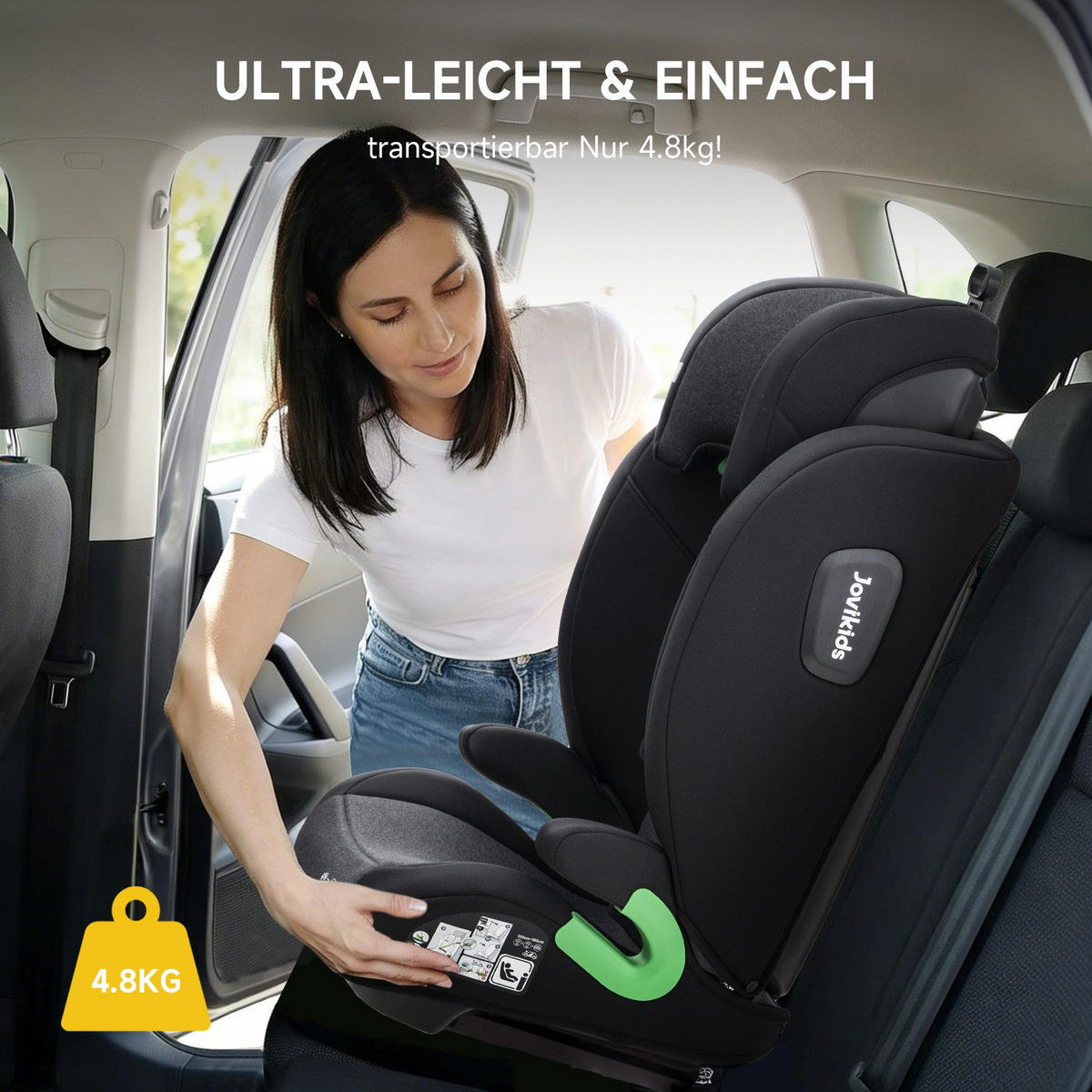 AUTOKINDERSITZ Kindersitzerhöhung i-Size R129& Verstellbare Kopfstütze - Schwarz, Textil (44/80/46cm) - BEXEVUE