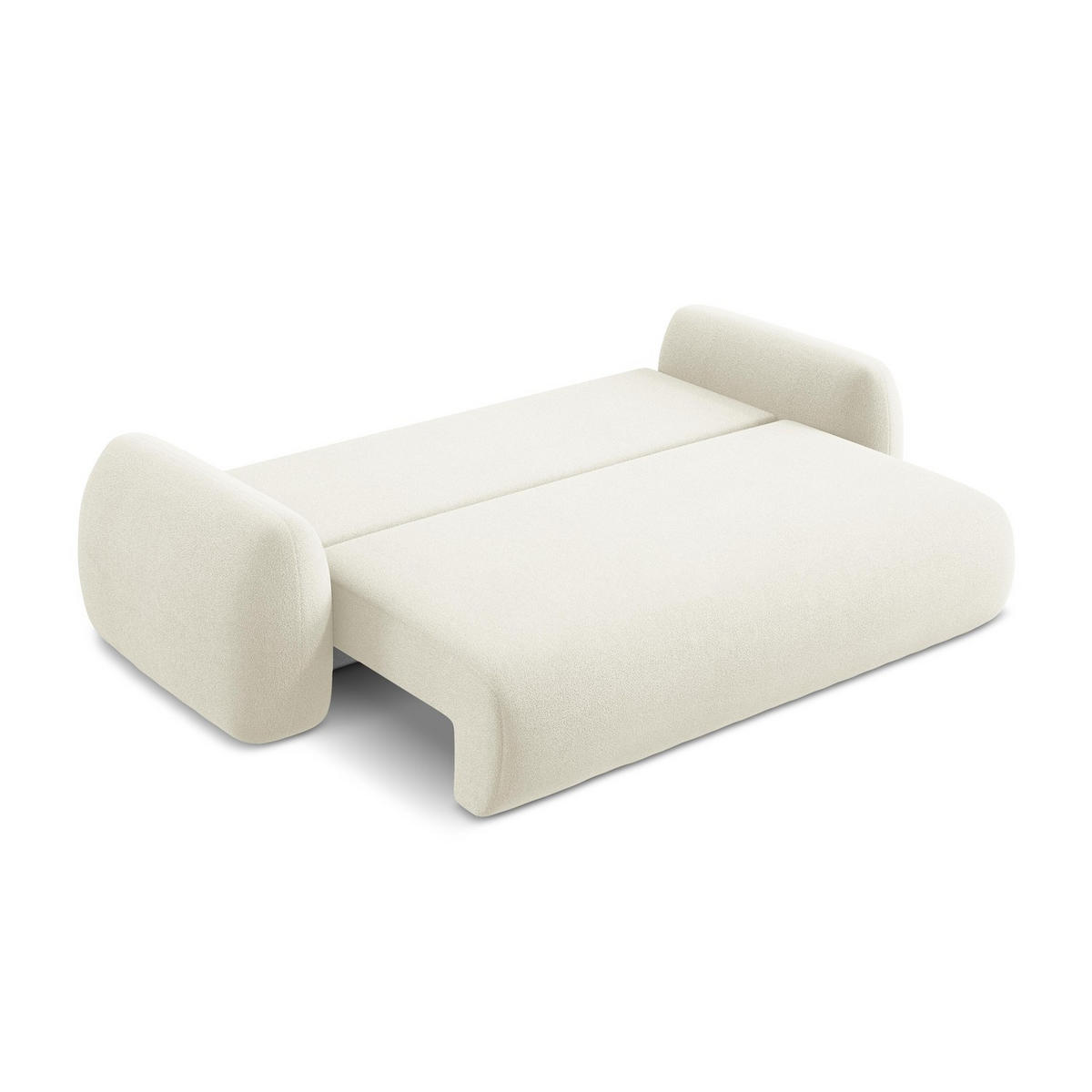 3-SITZER SOFA mit Schlaffunktion Bouclé Stoff Beige - Hellbraun/Schwarz, Holzwerkstoff/Kunststoff (266/95/121cm) - LaMiaSofa