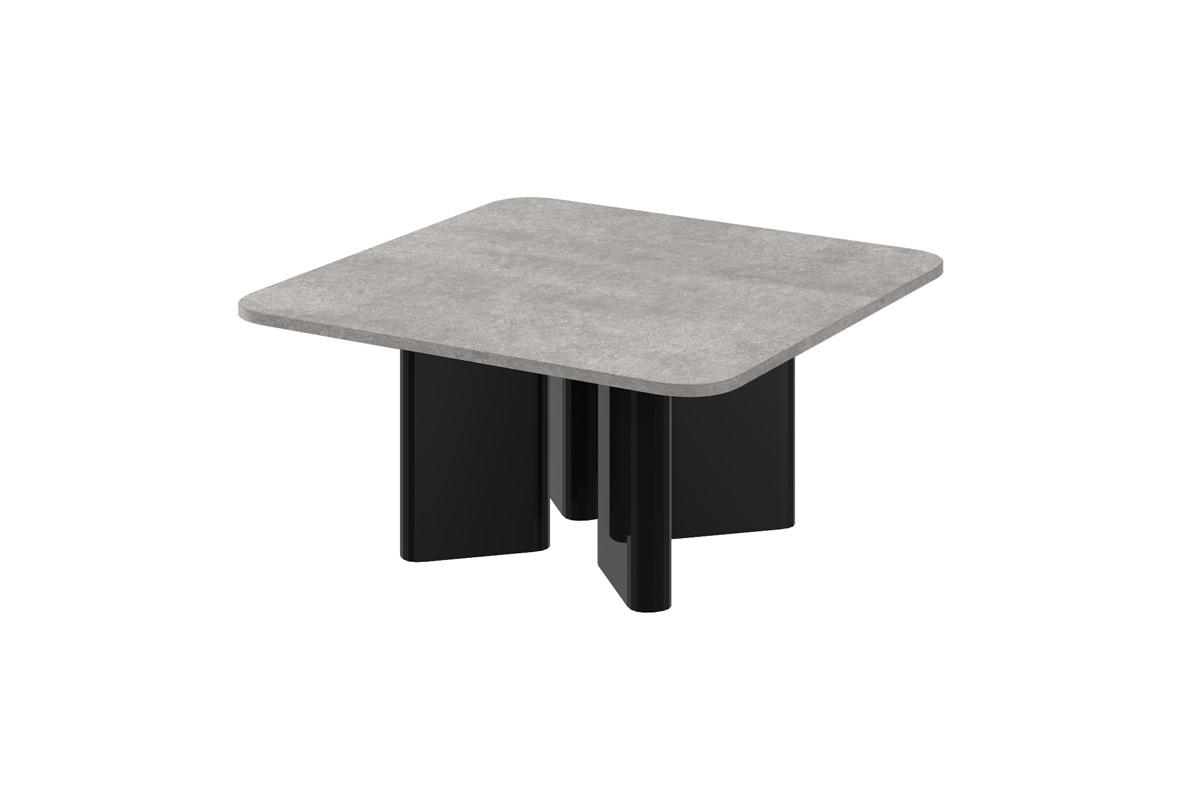 COUCHTISCH quadratisch Beton - Schwarz Hochglanz 80/80/50 cm - Schwarz Hochglanz/Hellgrau, Holzwerkstoff (80/80/50cm) - designimpex