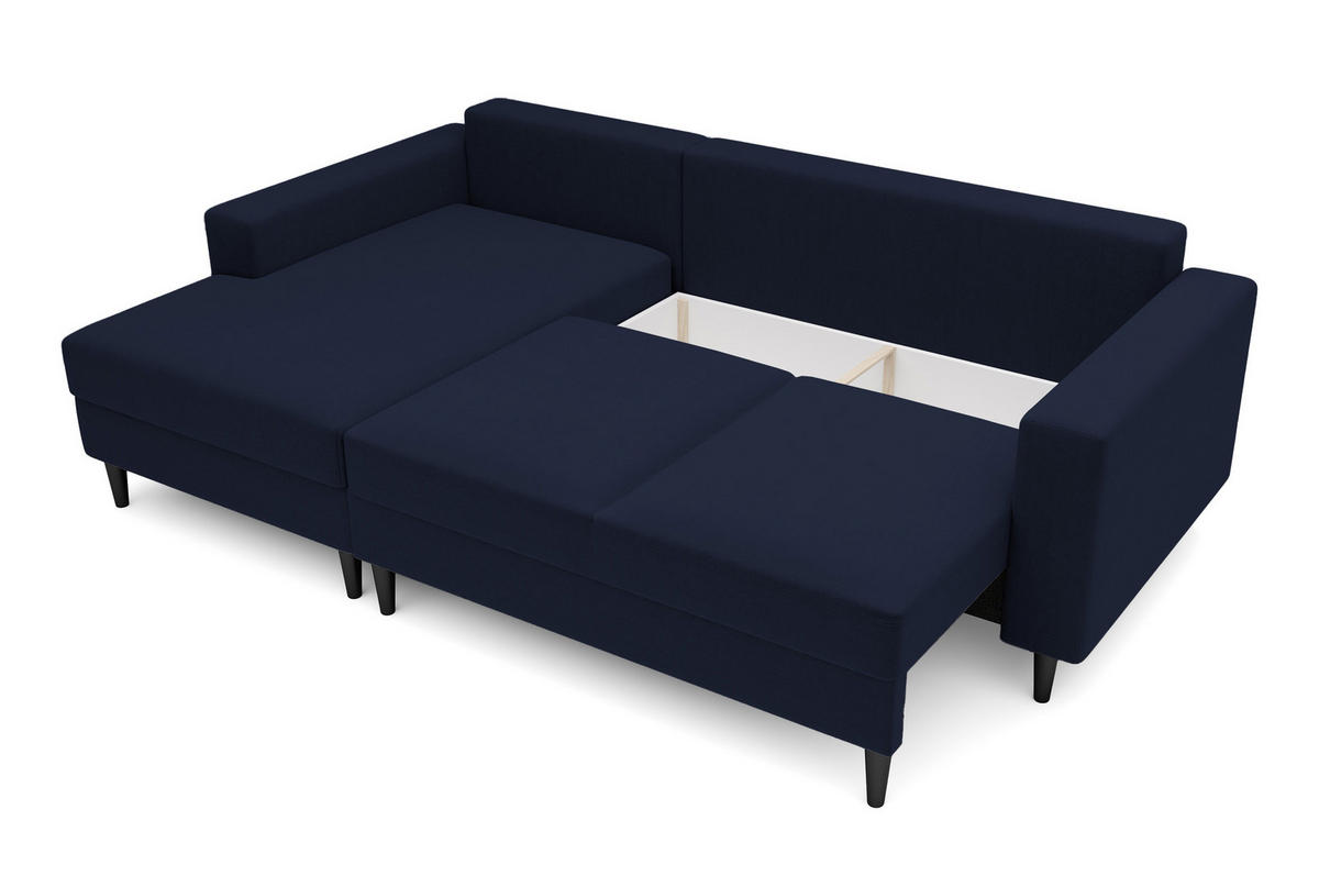 ECKSOFA Nalika Dunkelblau Velours - Schwarz/Dunkelblau, Holz/Textil (230/143cm) - Selsey