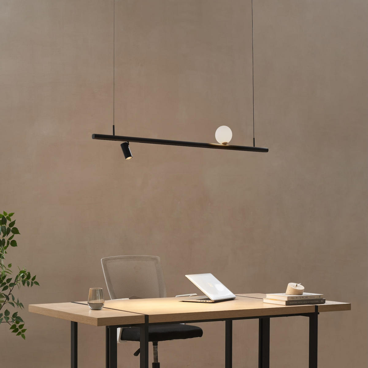 PENDELLEUCHTE MIT SPOTSTRAHLERN Lyne, Schwarz und weiß, 125cm - Weiß, Glas (125/125/8.5cm) - KOSILUM