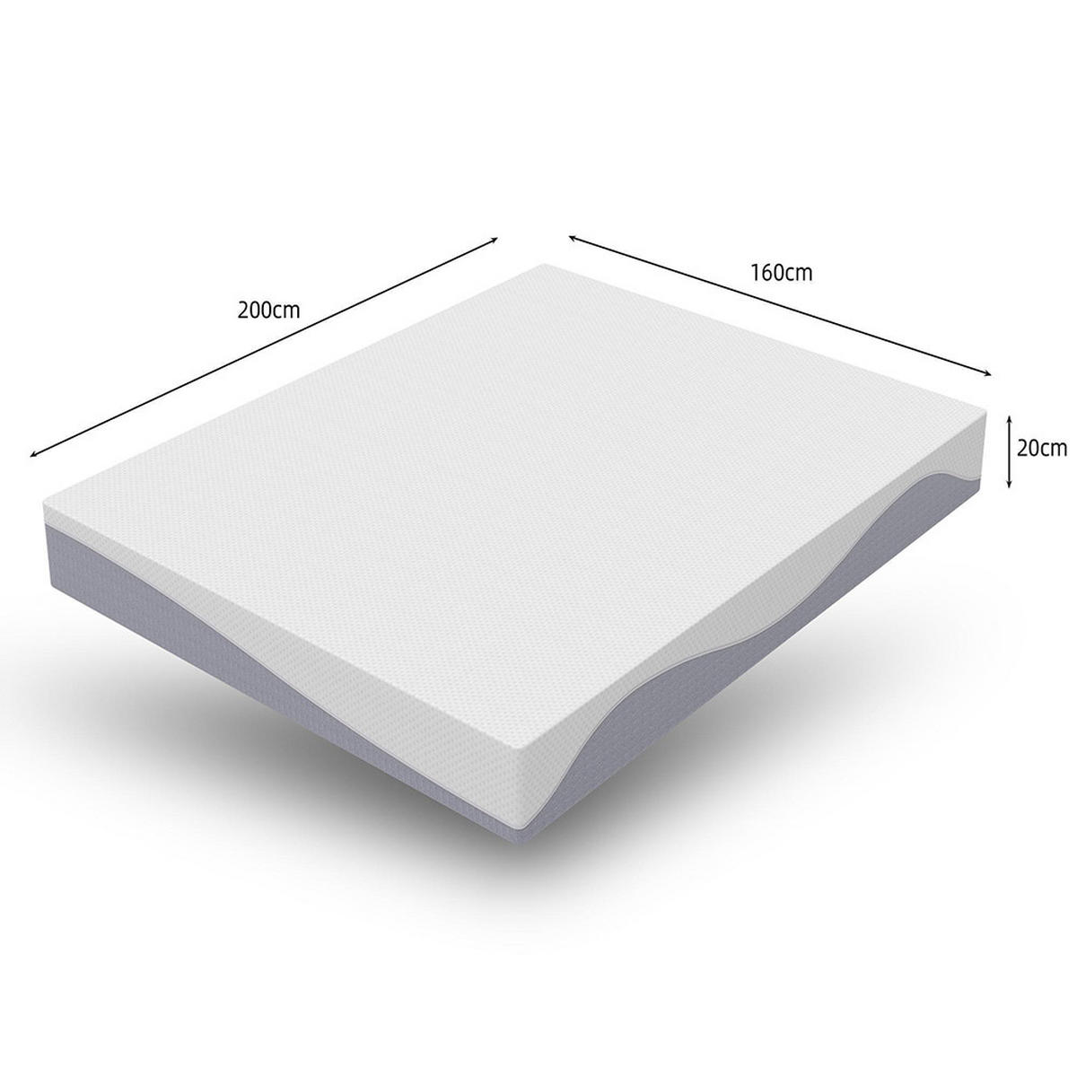 SCHAUMSTOFFMATRATZE,DOPPELSEITIG schlafend,Dichte H3/H4 ,Jacke abnehmbar-160x200 cm - Weiß, Textil (160/200cm) - KOMHTOM
