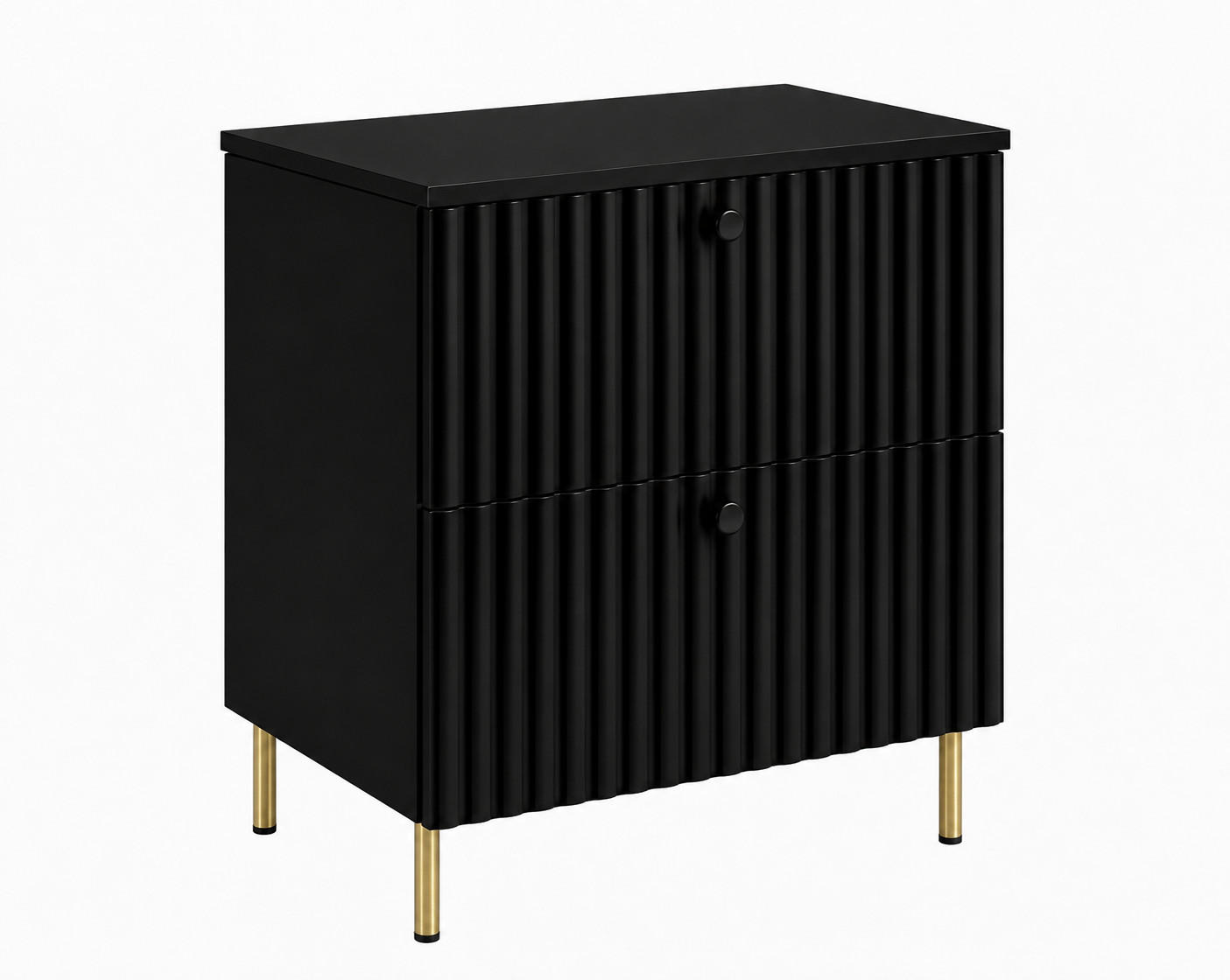 BADEZIMMERSCHRANK: Schwarz / Platte Schwarz / Griffe Gold / Beine Gold, 60 x 46 x 73,6 cm - Goldfarben/Schwarz, Holzwerkstoff (60/73.6/46cm) - 3XE LIVING
