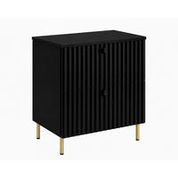 BADEZIMMERSCHRANK: Schwarz / Platte Schwarz / Griffe Gold / Beine Gold, 60 x 46 x 73,6 cm - Goldfarben/Schwarz, Holzwerkstoff (60/73.6/46cm) - 3XE LIVING