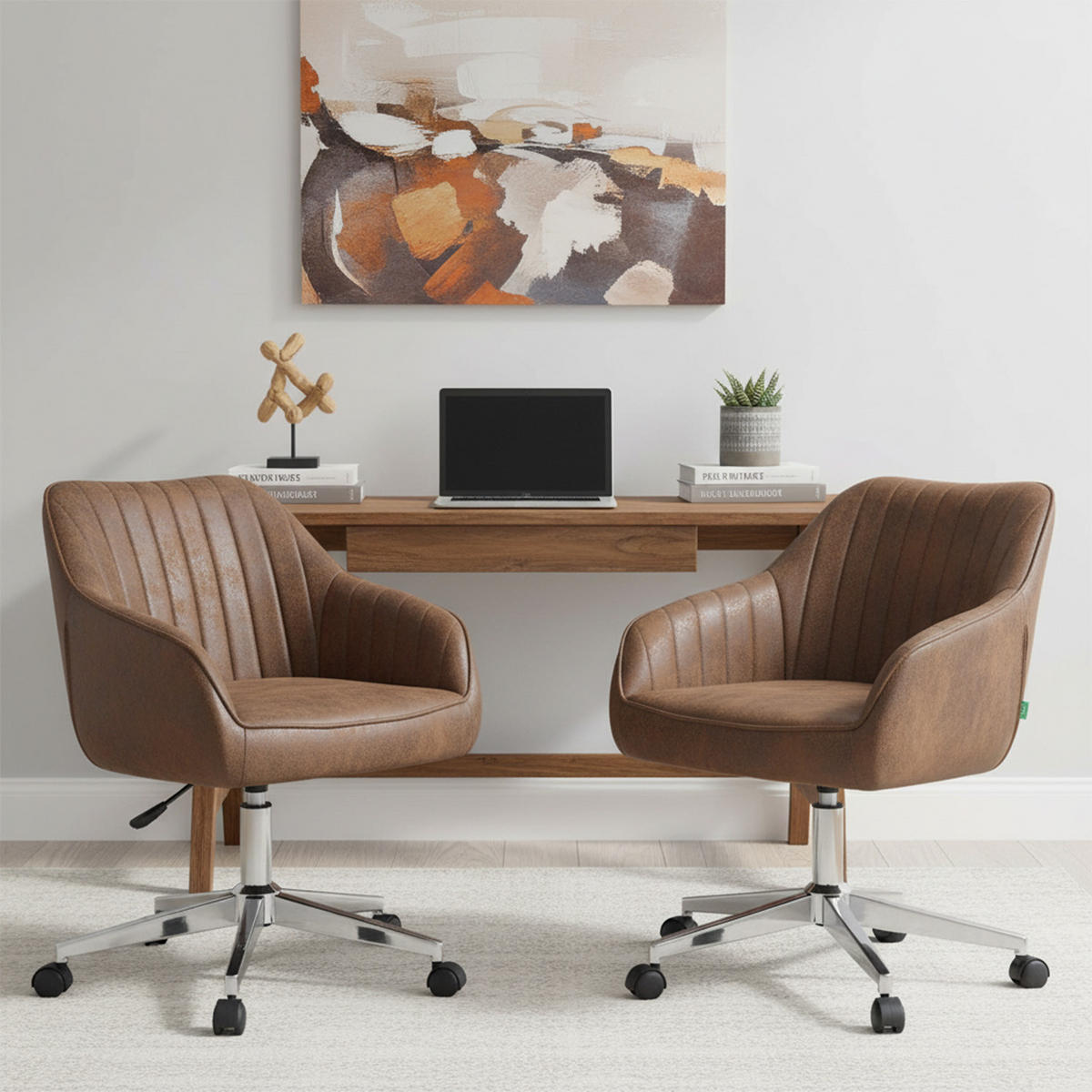 BÜROSTUHL Mika-Noel 2er-Set - Chromfarben/Braun, Textil/Metall (60/79/61cm) - DUBI Möbel