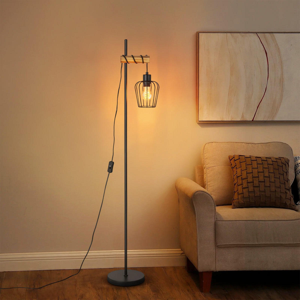 STEHLAMPE CARL Ⅲ 22/22/140 cm - Schwarz, Metall (22/22/140cm) - Nettlife