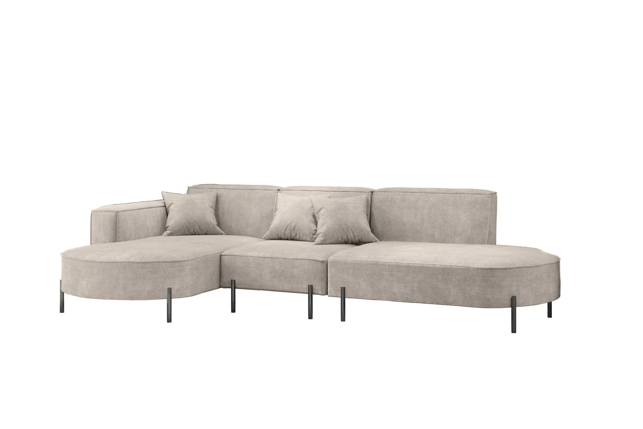 ECKSOFA Valencia - Hellgrau, Holzwerkstoff/Textil (321/165cm) - Fun Möbel