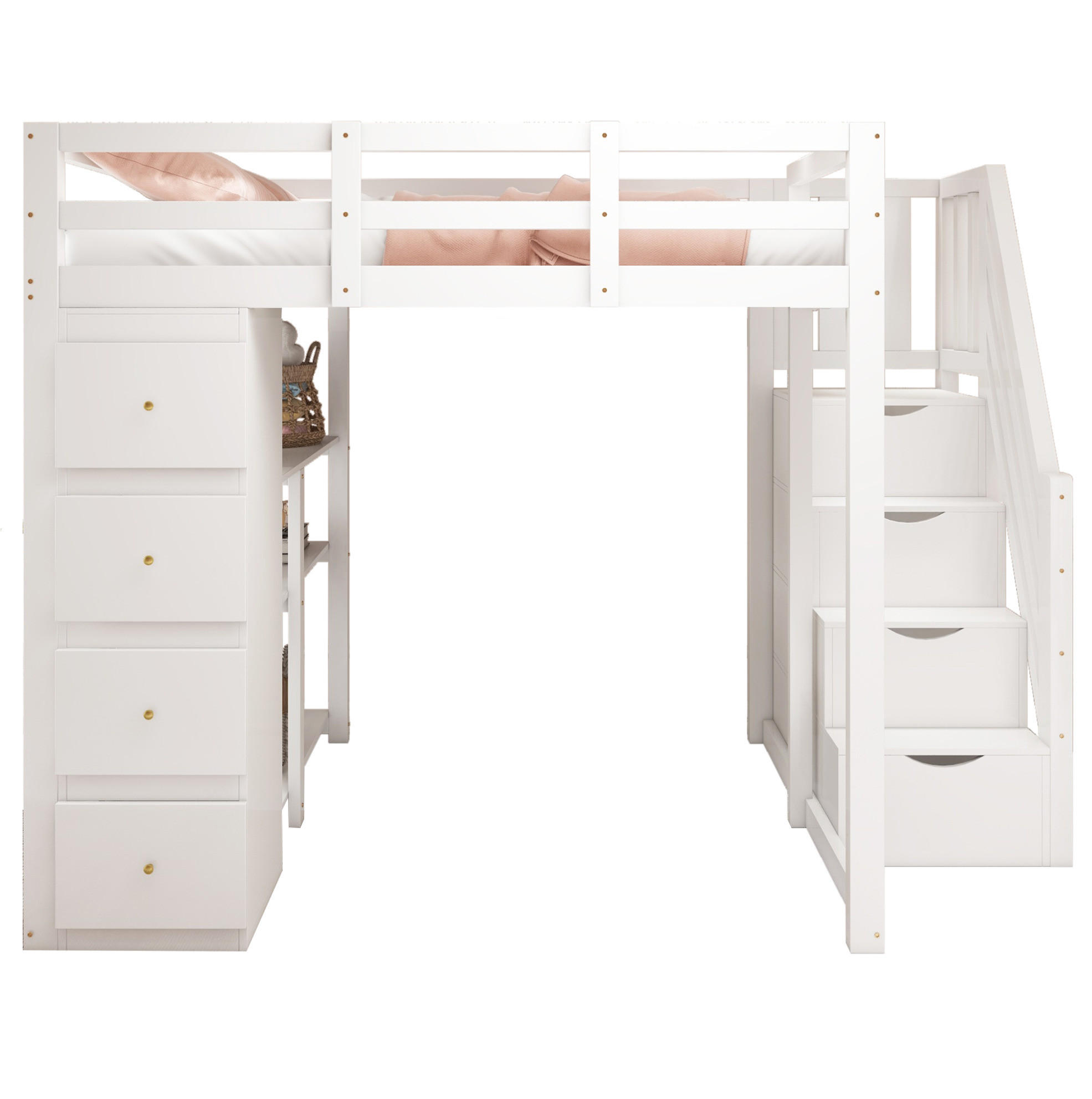 HOCHBETT 140/200 cm Weiß aus Holz mit Stauraum - Weiß, Holz (140/200cm) - OKMYHOME