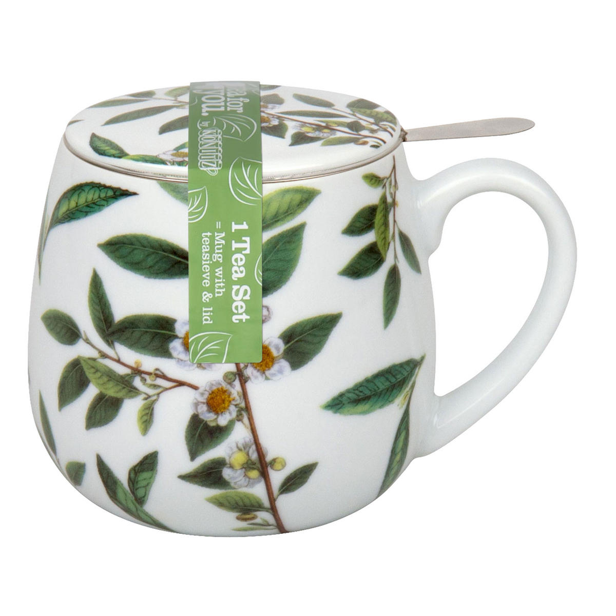 TEEBECHER mit Sieb und Deckel My Favourite Tea Grüner Tee - Naturfarben, Keramik (0.42L) - Könitz