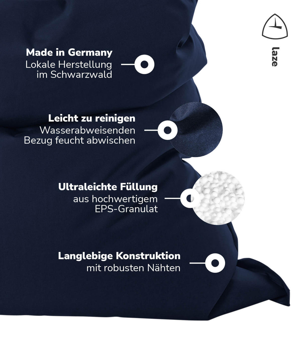 SITZSACK XXL Der Große - Dunkelblau, Textil (130/170/20cm) - Mokebo