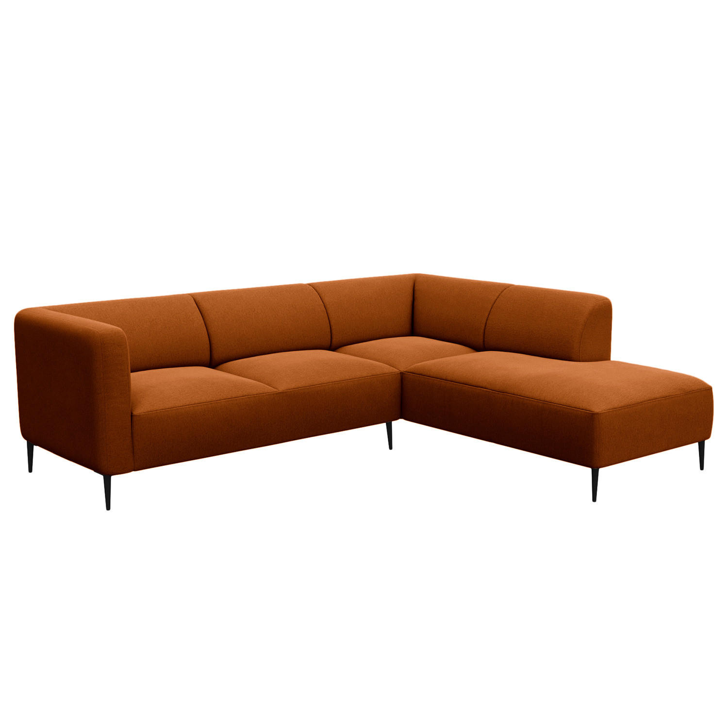 2,5-SITZER ECKSOFA mit Ottomane - Rostfarben/Schwarz, Textil/Metall (252/205cm) - home24