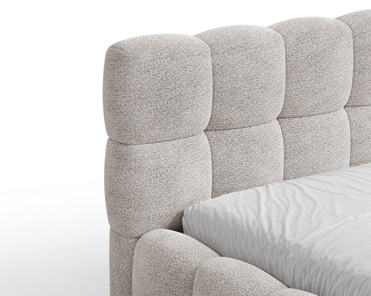 POLSTERBETT - Bett 19 - 180x200 - Silber (Arena 15) - Grau, Holzwerkstoff/Textil (180/200cm) - Möblo