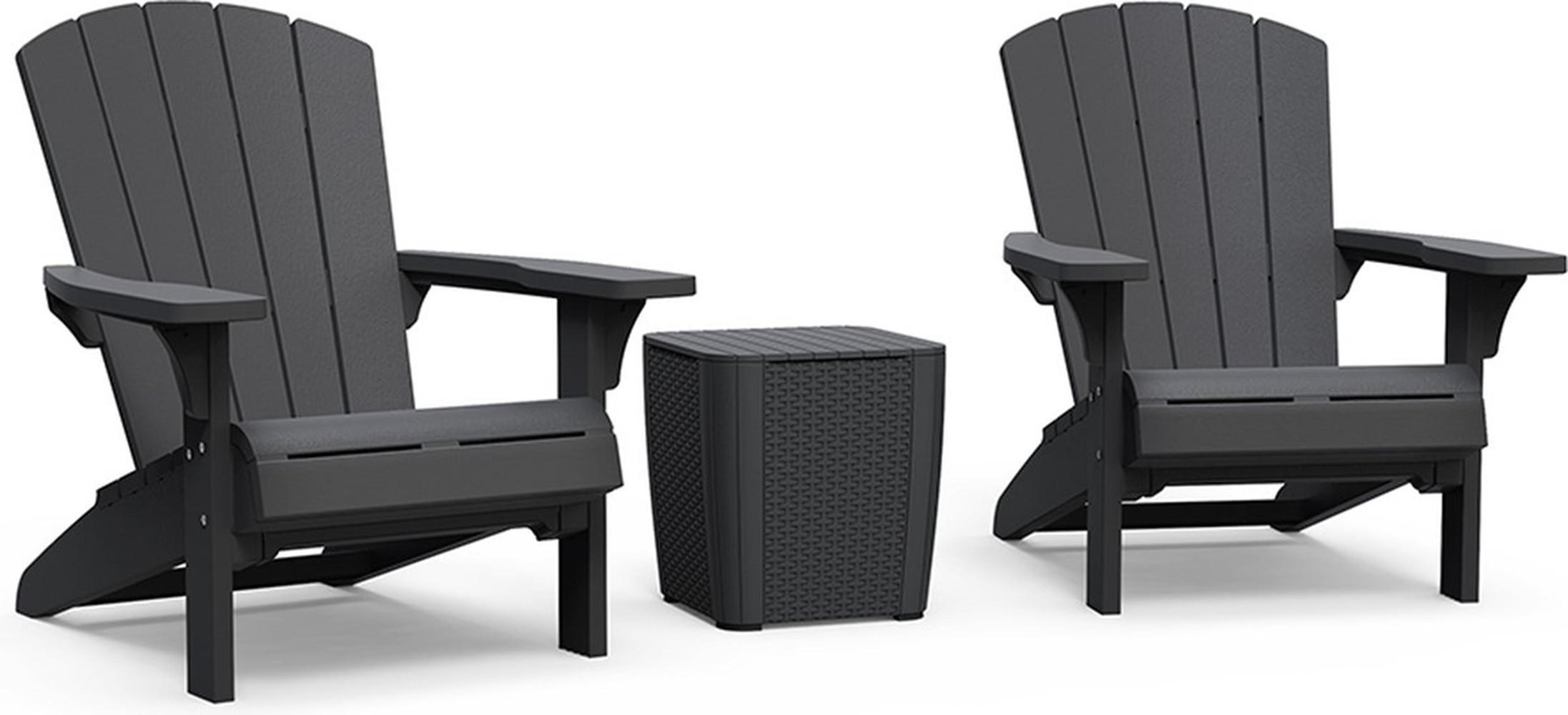 GARTENSTUHL Adirondack Troy - 2er Set mit Tisch - Anthrazit, Kunststoff - Keter