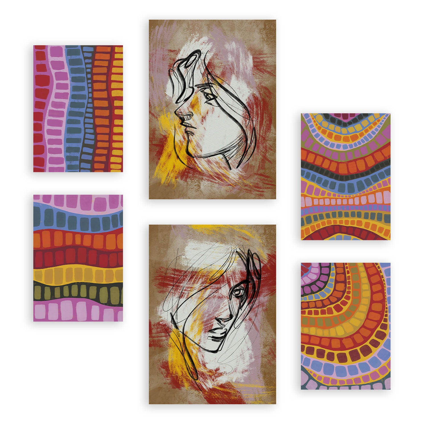 POSTER Set Mit 6 Razzle Blenden In Weibliche Zusammenfassung A3 & A4 Rahmenlos - Klar, Papier (29/3cm) - Nacnic