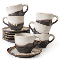 KAFFEETASSE PRIMA, mit Untertasse, 6-tlg, Hellbeige - Beige, Keramik (11/7/9cm) - KONSIMO®