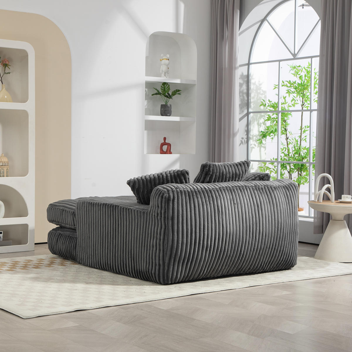 SOFABETT 125/155/63 cm Dunkelgrau - Dunkelgrau, Textil (155/63/125cm)