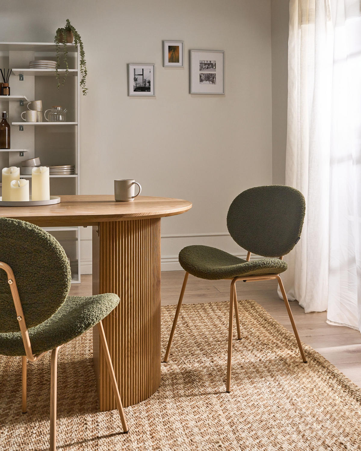 ESSZIMMERSTUHL 2er-Set Hellbraun/Dunkelgrün Luana - Hellbraun/Dunkelgrün, Textil (50/80/52cm) - Beliani