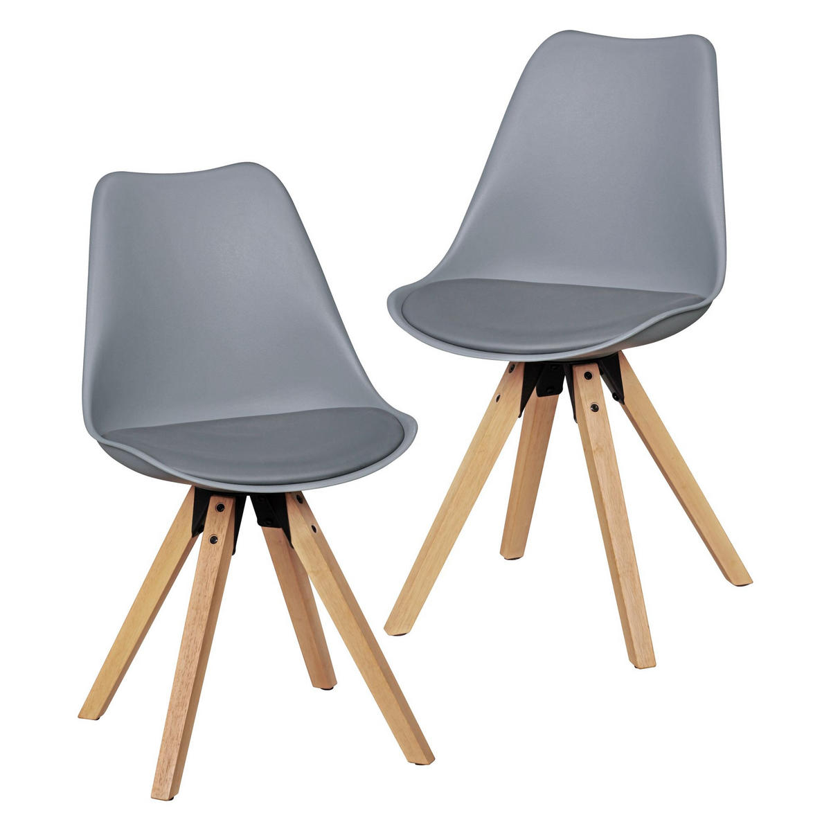 ESSZIMMERSTUHL 2er Set Kunstlederbezug mit Holzgestell Skandinavisch gepolstert, Grau 49x52x87 cm - Beige/Grau, Holz/Kunststoff (49/87/52cm) - KADIMA DESIGN