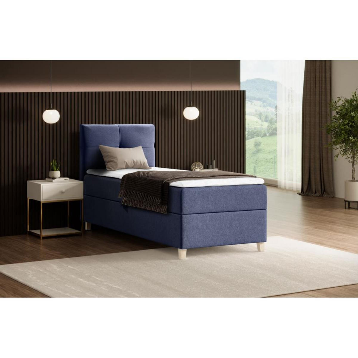 POLSTERBETT Helen Mini 93/206/106 dunkelblau - Dunkelblau, Holzwerkstoff/Textil (90/200cm) - Beautysofa