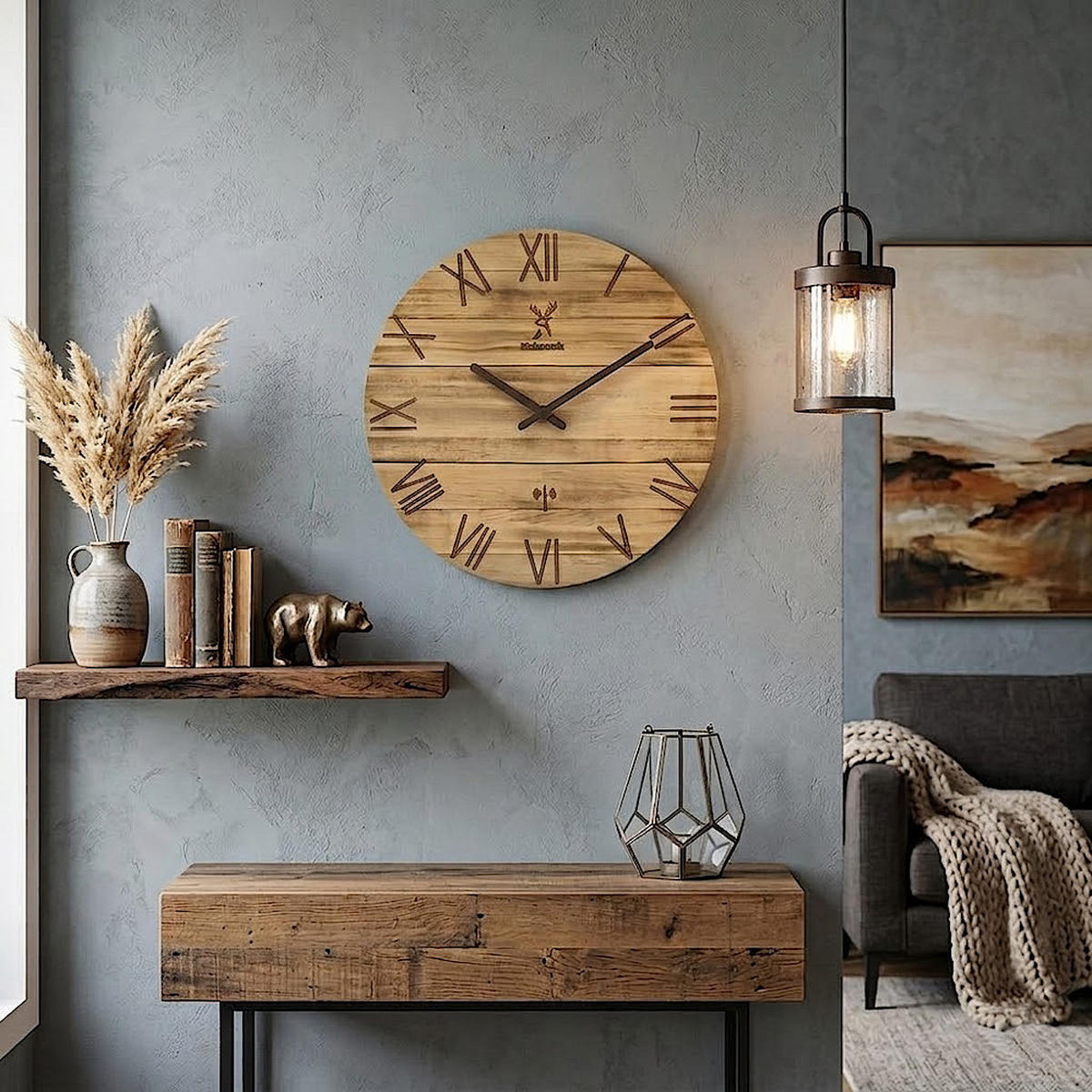 WANDUHR Holz Designer NEUBURG (FUNK) Loft Wand Uhr, beige - Beige, Holz (35/35/2.2cm) - Holzwerk