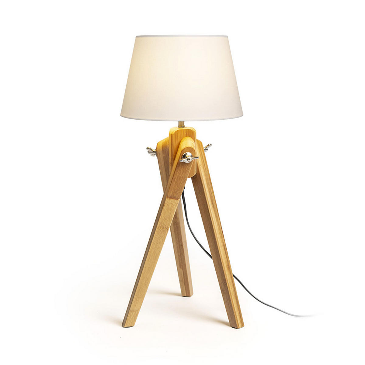 TISCHLEUCHTE AMBITUS/ALVIS 24 Weiß Bambus 11 W - Weiß, Naturmaterialien (24/24/59cm) - Rendl