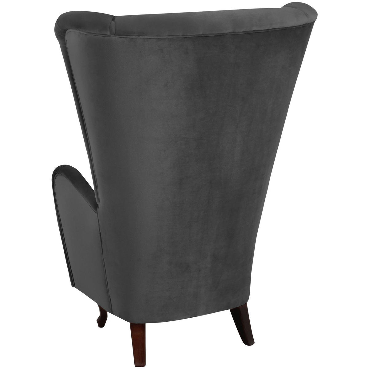 HOCHLEHNSESSEL Kailey Bezug Samtvelours Buche nussbaum dunkel / anthrazit - Anthrazit, Kunststoff (96/122/89cm) - 58aufmkessel