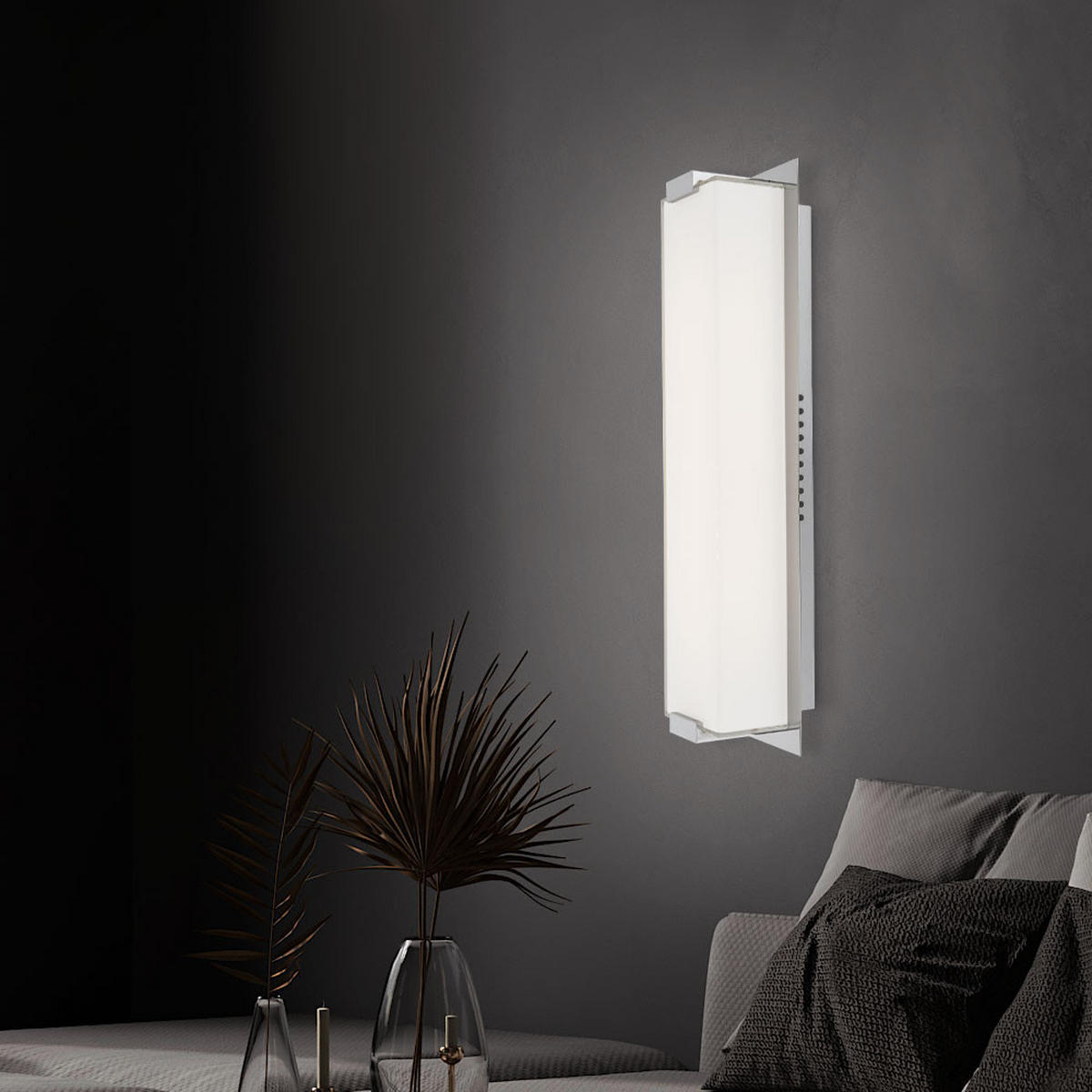 LED WANDLEUCHTE ABRUZZO Chrom Silber - Silberfarben, Glas (43/11/10cm) - Globo Lighting