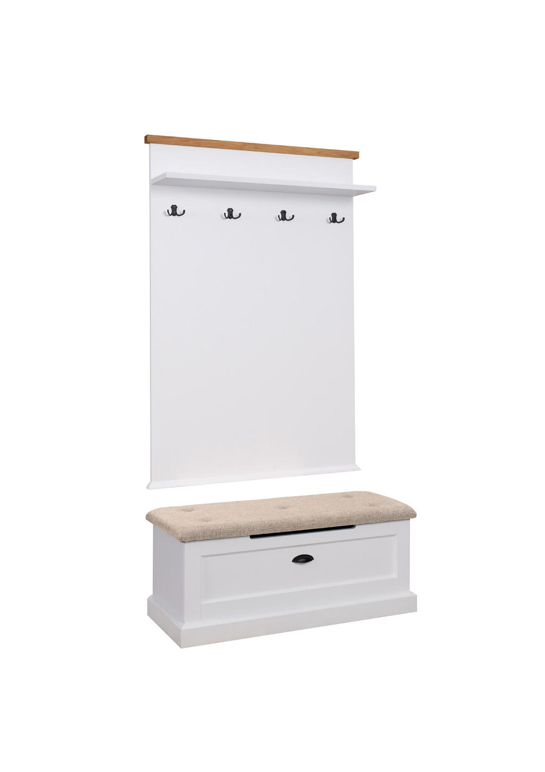 Feldmann-Wohnen Garderoben-Set Weiß, Eiche 100x185x42 cm