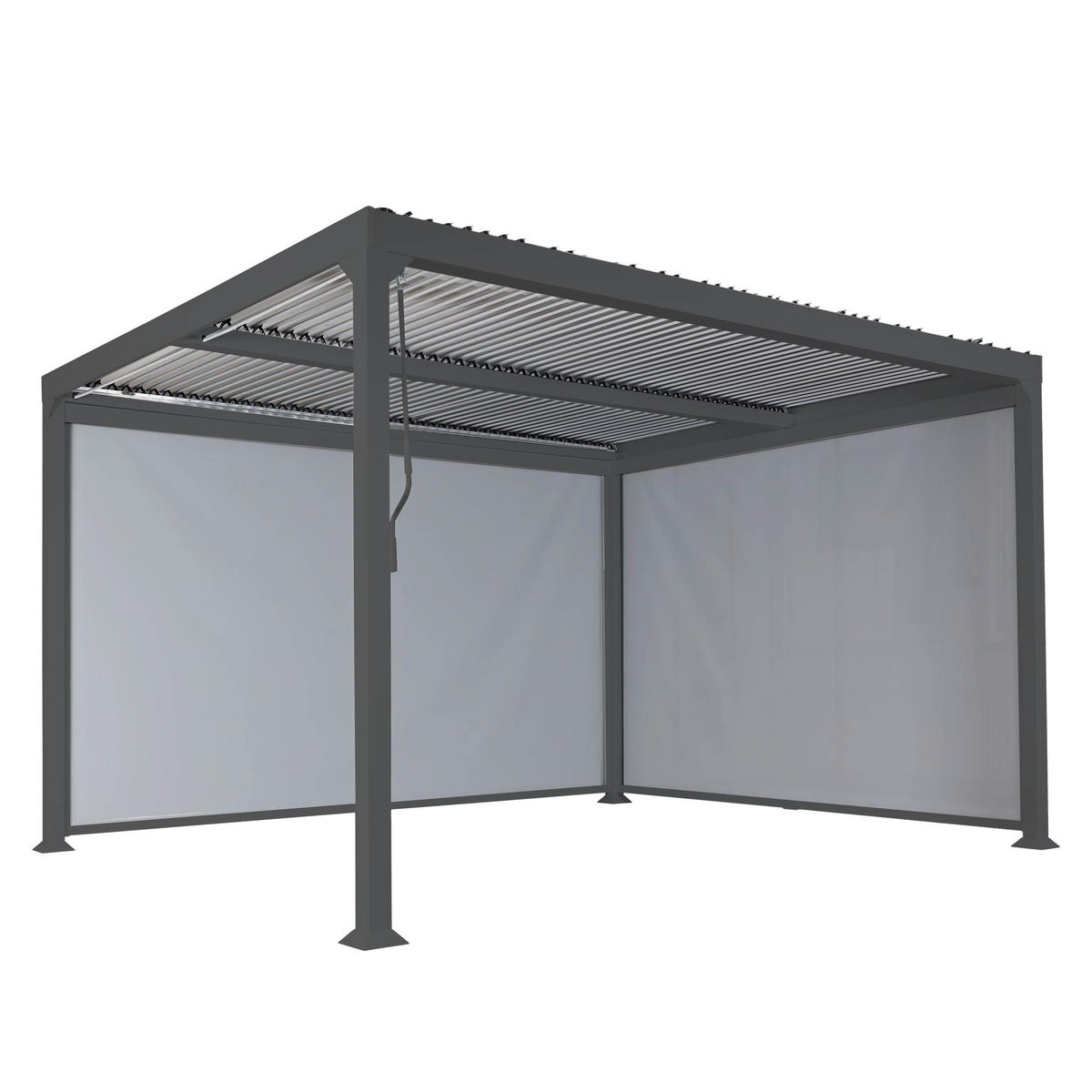 ALU PERGOLA MIT SEITENWAND Anthrazit - Anthrazit, Metall (306/224/306cm) - MCW