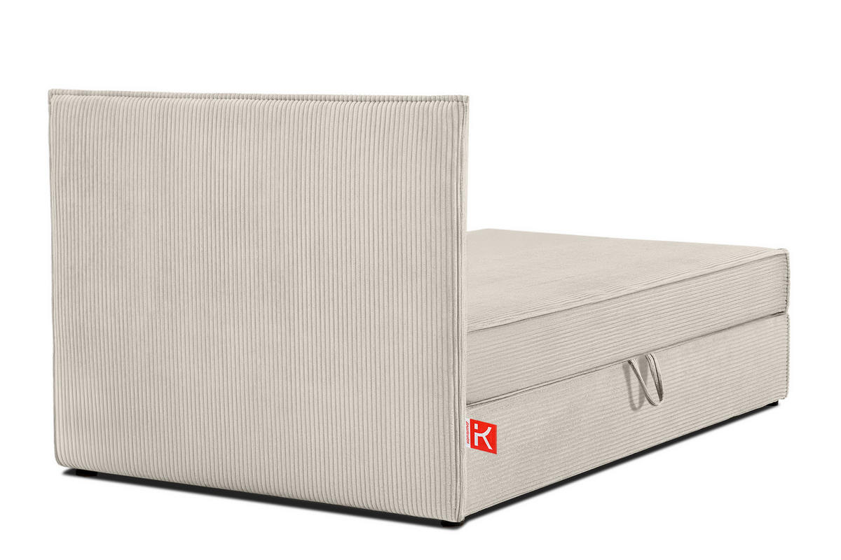 BOXSPRINGBETT ROTI Einzelbett, cremefarben - Creme/Schwarz, Holz/Holzwerkstoff (100/200cm) - KONSIMO®