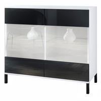 KOMMODE Bari Schwarz Hochglanz - Schwarz Hochglanz, Holzwerkstoff (92.5/83.5/35cm) - Vladon
