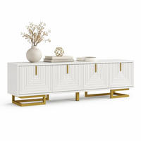 TV-ELEMENT mit 4 Türen 160 cm Weiß mit goldfarbenen Details - Weiß, Holzwerkstoff (38/44.5/160cm) - Beauniv