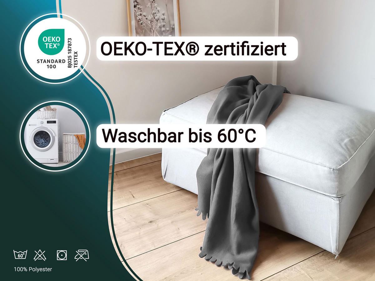KUSCHELDECKE, 130x170 cm, 100% Polyester, Grau - Grau, Textil (130/170cm) - Zollner