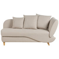 CHAISELONGUE Leinenoptik beige mit Bettkasten rechtsseitig Meri - Hellbraun/Beige, Textil (156/73/69cm) - Beliani