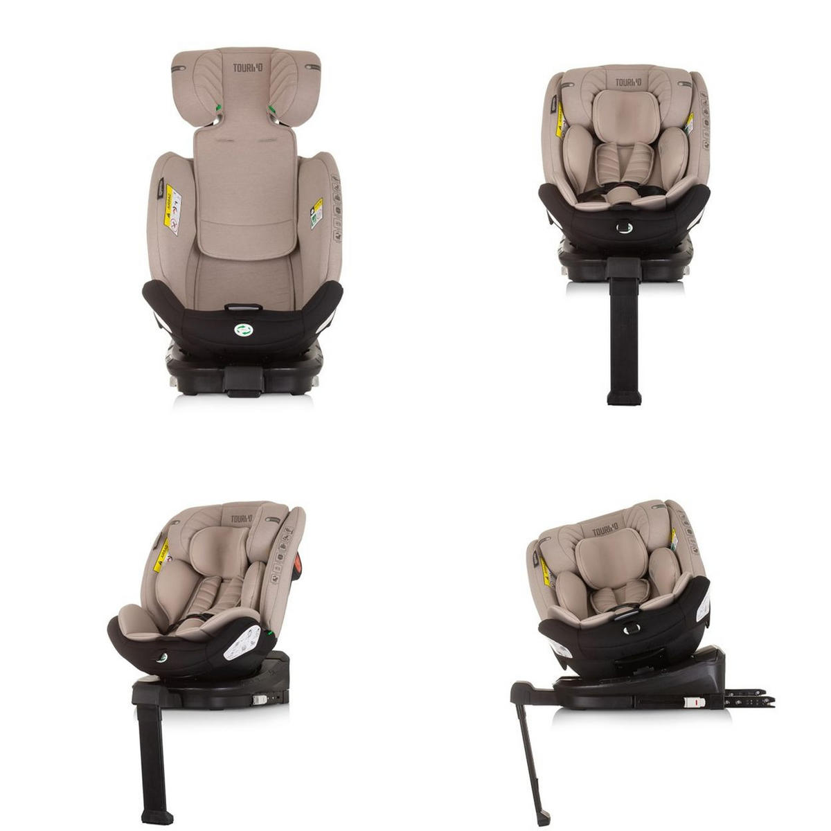 KINDERSITZ Tourino i-Size (40-150cm) beige Isofix, höhenverstellbar, Stützbein, drehbar - Beige, Kunststoff (46/78/49cm) - Chipolino