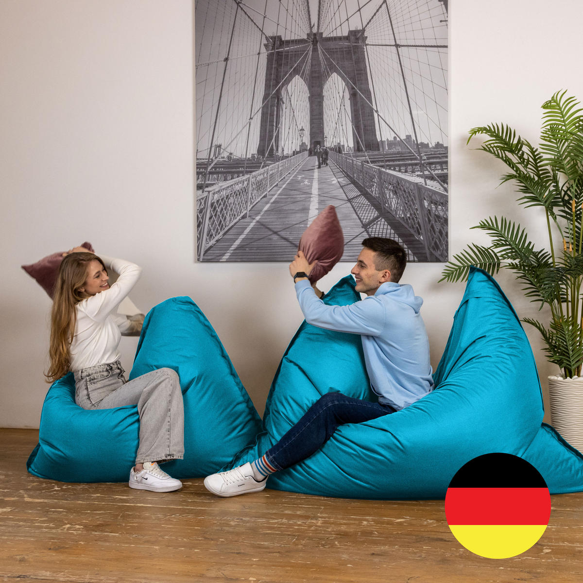 SITZSACK XXL Caree lichtblau, 140x180cm groß für Outdoor - Blau/Hellblau, Textil (180/140/30cm) - Bruni