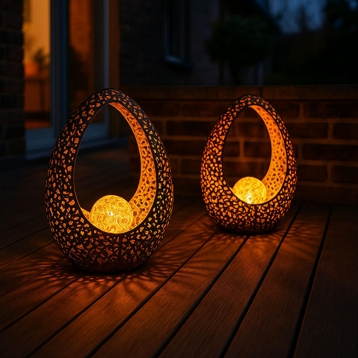 LED AUSSENLEUCHTE Bronze Oval - Bronzefarben, Glas (21.5/9.5/27.5cm) - Globo Lighting