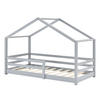 HAUSBETT Knätten - Hellgrau, Holz (90/200cm) - [en.casa]