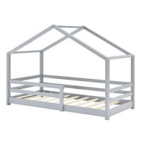HAUSBETT Knätten - Hellgrau, Holz (90/200cm) - [en.casa]