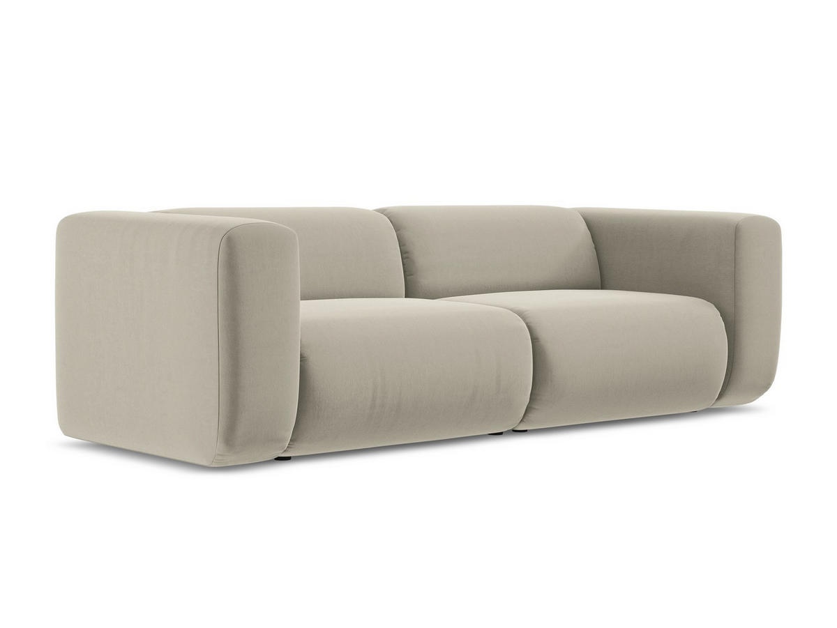 3-SITZER SOFA Samt Stoff Creme - Perlmutt/Creme, Kunststoff/Textil (228/70/89cm) - Makamii