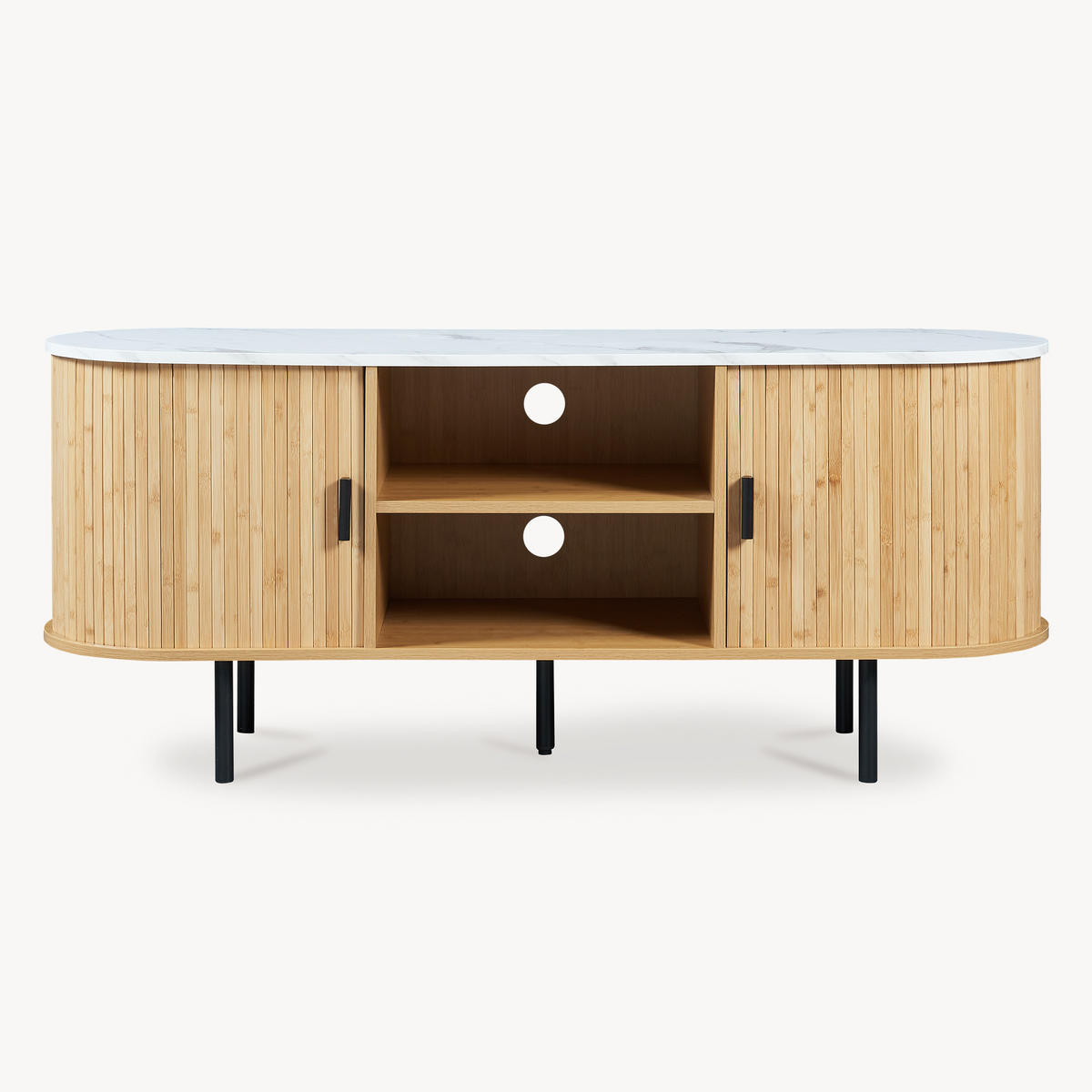 TV-ELEMENT Tvedestrand - Schwarz/Weiß, Holzwerkstoff/Metall (140/55/40cm) - [en.casa]