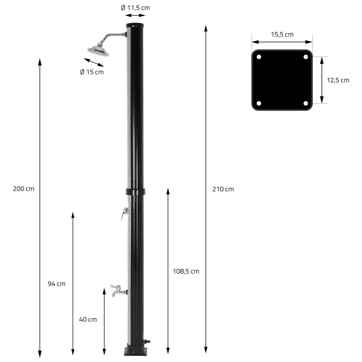 SOLARDUSCHE - Silberfarben, Kunststoff (11.5/210/11.5cm) - ML-DESIGN