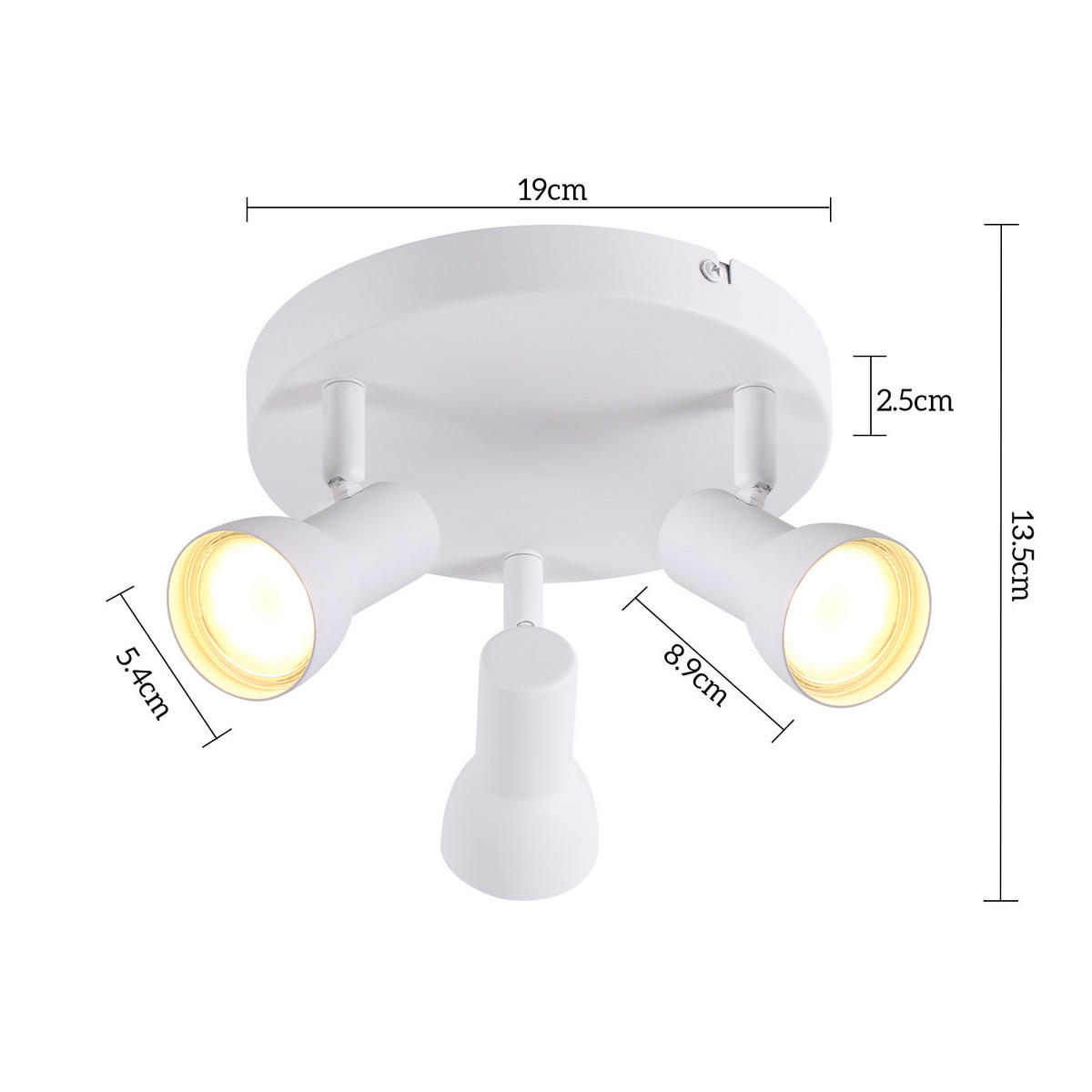 STRAHLER 3 Flammig-GU10 19*13.5*19 - Weiß, Metall (19/19/13.5cm) - ZMH