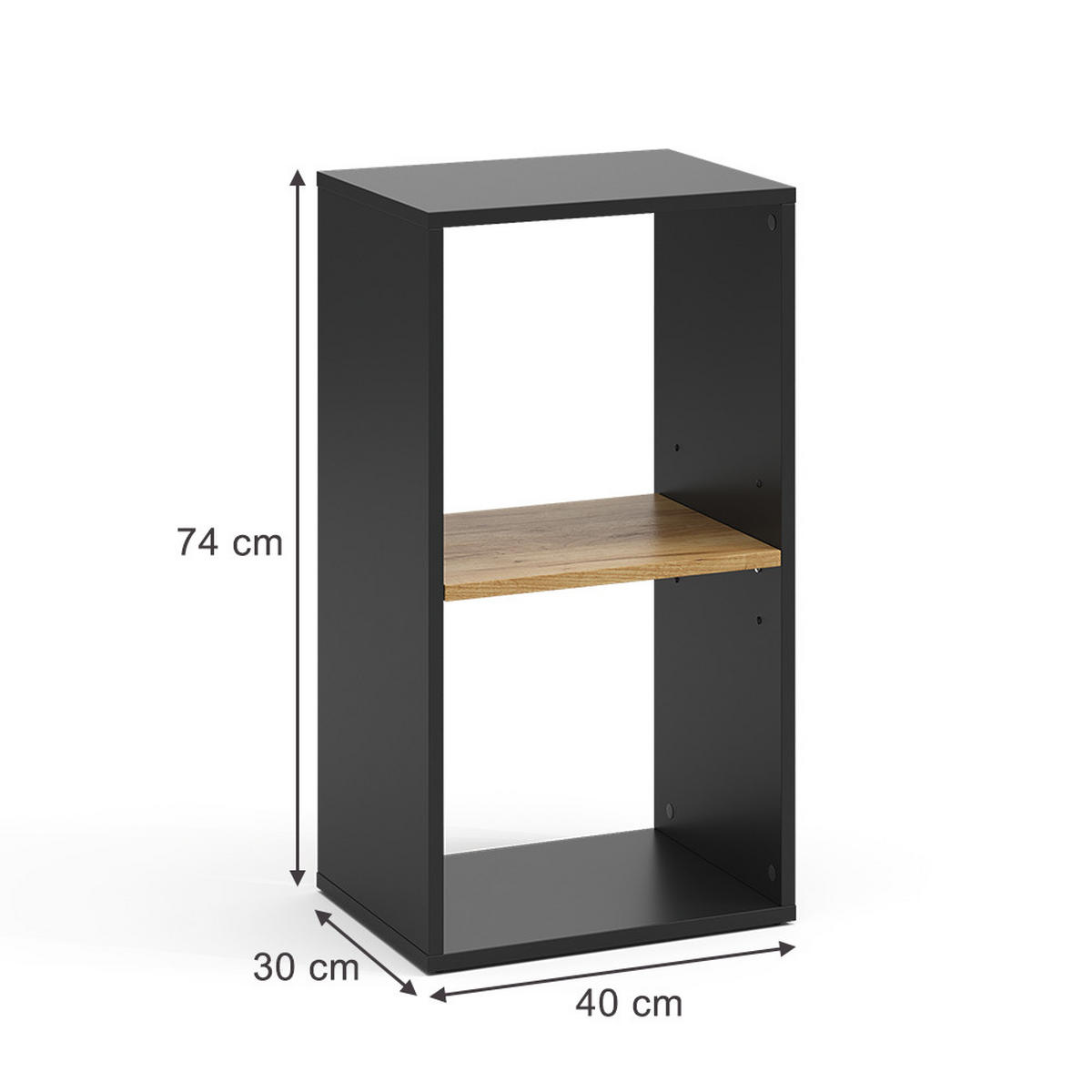 BÜCHERREGAL Tomy Anthrazit/Goldkraft Eiche 40 x 74 cm mit 2 offenen Fächern - Honigeiche/Anthrazit, Holzwerkstoff (40/74/30cm) - Vicco